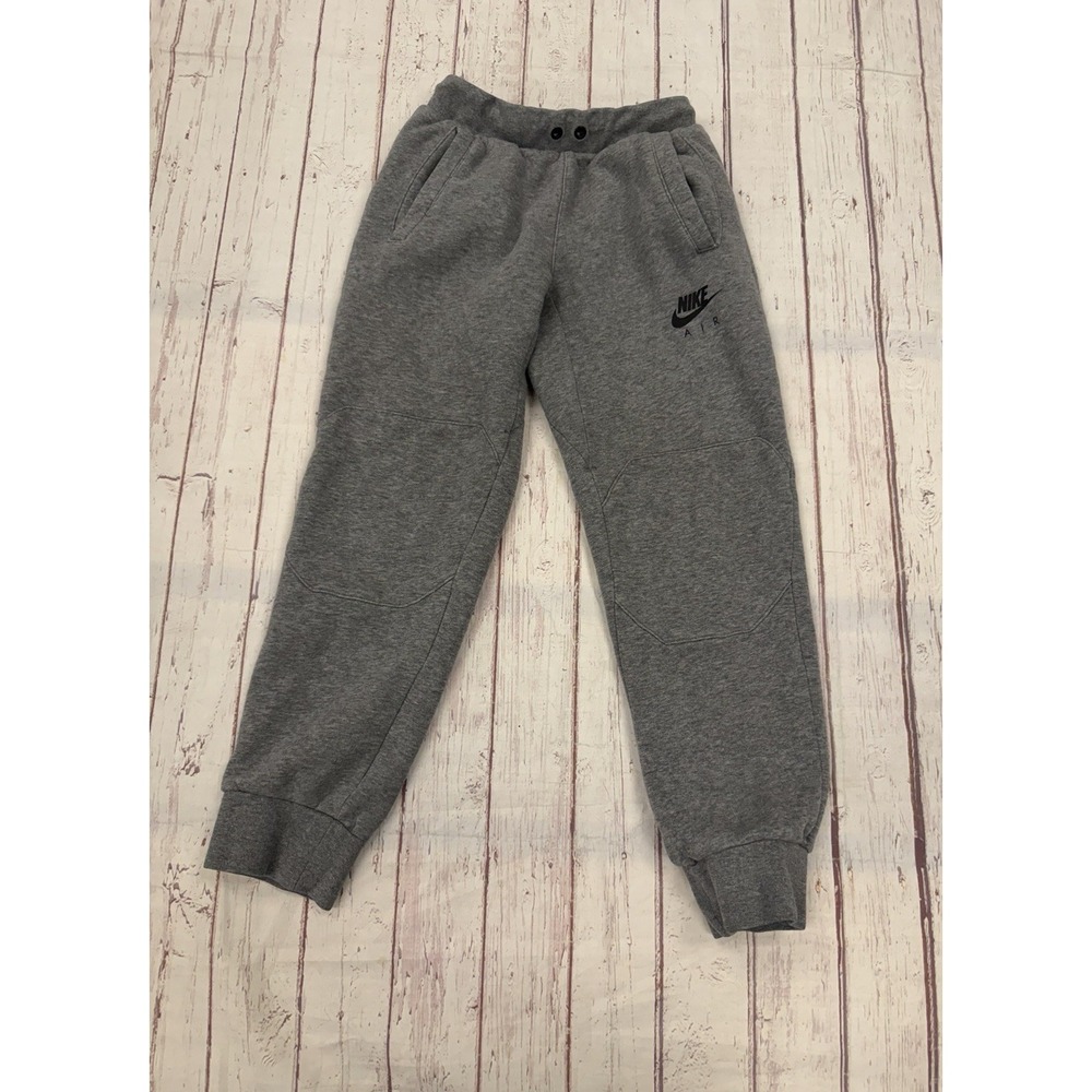 Nike Air Grey Jogger Sweatpants with Knee Panels & Elastic Waist, Medium Youth